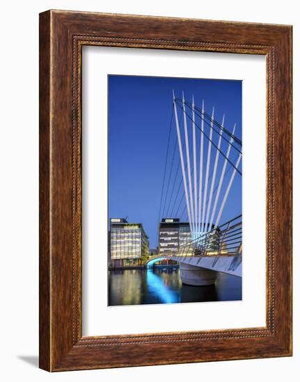 Europe, United Kingdom, England, Lancashire, Manchester, Salford Quays, Media City Footbridge-Mark Sykes-Framed Photographic Print