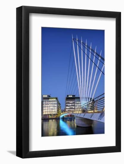 Europe, United Kingdom, England, Lancashire, Manchester, Salford Quays, Media City Footbridge-Mark Sykes-Framed Photographic Print