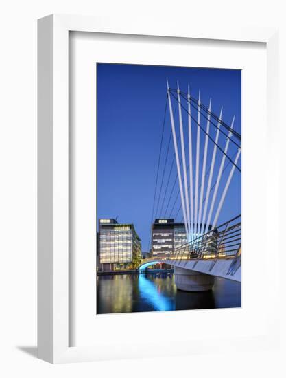 Europe, United Kingdom, England, Lancashire, Manchester, Salford Quays, Media City Footbridge-Mark Sykes-Framed Photographic Print