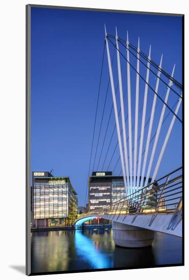 Europe, United Kingdom, England, Lancashire, Manchester, Salford Quays, Media City Footbridge-Mark Sykes-Mounted Photographic Print