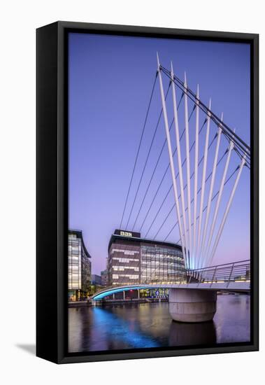 Europe, United Kingdom, England, Lancashire, Manchester, Salford Quays, Media City Footbridge-Mark Sykes-Framed Premier Image Canvas