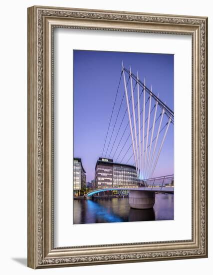 Europe, United Kingdom, England, Lancashire, Manchester, Salford Quays, Media City Footbridge-Mark Sykes-Framed Photographic Print