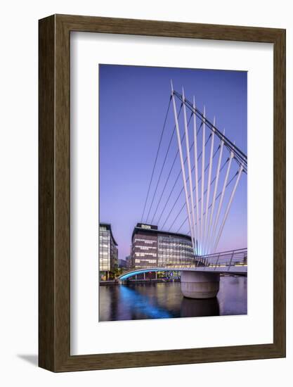 Europe, United Kingdom, England, Lancashire, Manchester, Salford Quays, Media City Footbridge-Mark Sykes-Framed Photographic Print