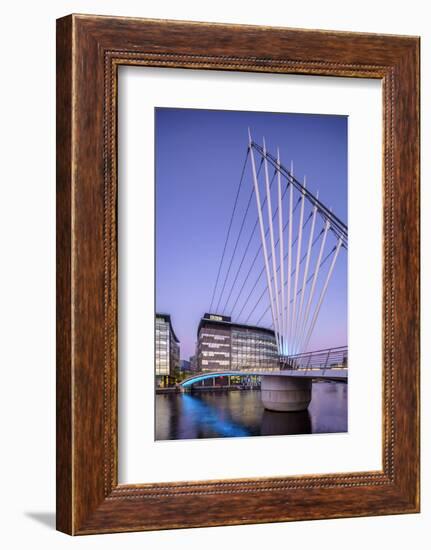 Europe, United Kingdom, England, Lancashire, Manchester, Salford Quays, Media City Footbridge-Mark Sykes-Framed Photographic Print