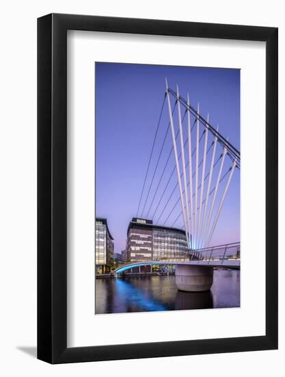 Europe, United Kingdom, England, Lancashire, Manchester, Salford Quays, Media City Footbridge-Mark Sykes-Framed Photographic Print