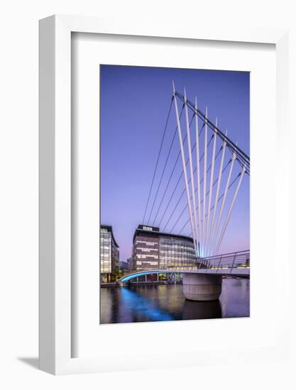 Europe, United Kingdom, England, Lancashire, Manchester, Salford Quays, Media City Footbridge-Mark Sykes-Framed Photographic Print