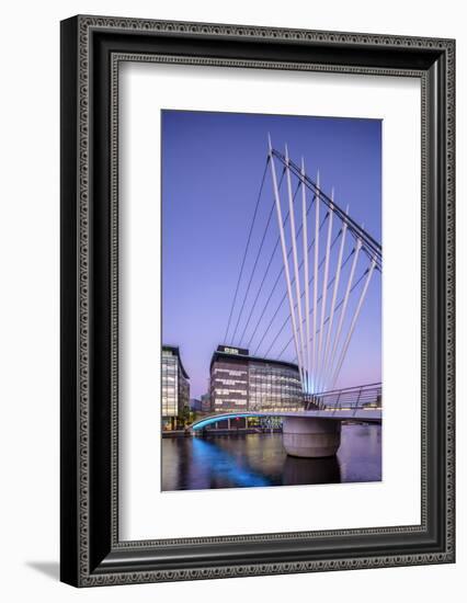 Europe, United Kingdom, England, Lancashire, Manchester, Salford Quays, Media City Footbridge-Mark Sykes-Framed Photographic Print