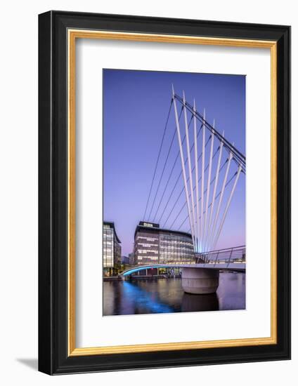 Europe, United Kingdom, England, Lancashire, Manchester, Salford Quays, Media City Footbridge-Mark Sykes-Framed Photographic Print