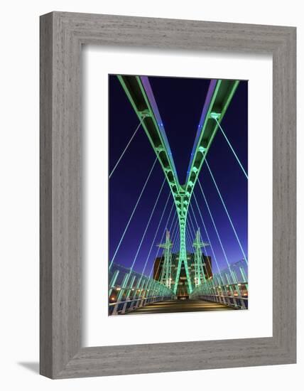 Europe, United Kingdom, England, Lancashire, Manchester, Salford Quays, Millenium Lift Bridge-Mark Sykes-Framed Photographic Print