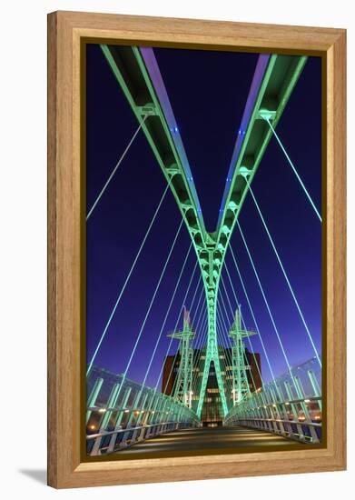Europe, United Kingdom, England, Lancashire, Manchester, Salford Quays, Millenium Lift Bridge-Mark Sykes-Framed Premier Image Canvas