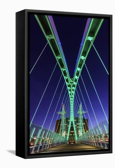 Europe, United Kingdom, England, Lancashire, Manchester, Salford Quays, Millenium Lift Bridge-Mark Sykes-Framed Premier Image Canvas