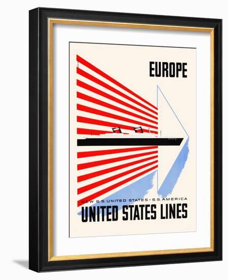 Europe-United States Lines-Lester Beall-Framed Art Print