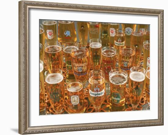 European Beer Glasses with Pretzels-Karen M^ Romanko-Framed Photographic Print