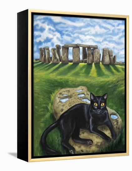 European Cat at Stonehenge/Great Britain-Isy Ochoa-Framed Premier Image Canvas