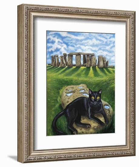 European Cat at Stonehenge/Great Britain-Isy Ochoa-Framed Premium Giclee Print