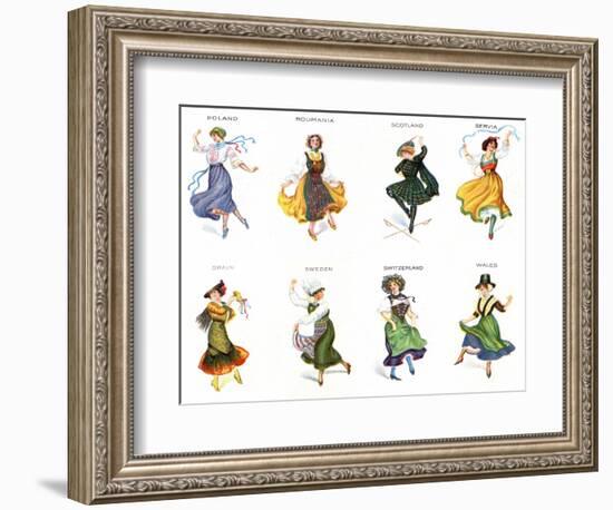 European Dancers, Cigarette Cards, 1915-English School-Framed Giclee Print