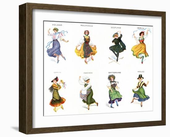 European Dancers, Cigarette Cards, 1915-English School-Framed Giclee Print