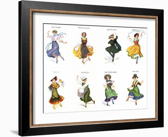 European Dancers, Cigarette Cards, 1915-English School-Framed Giclee Print