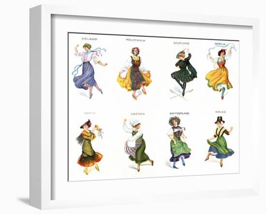 European Dancers, Cigarette Cards, 1915-English School-Framed Giclee Print