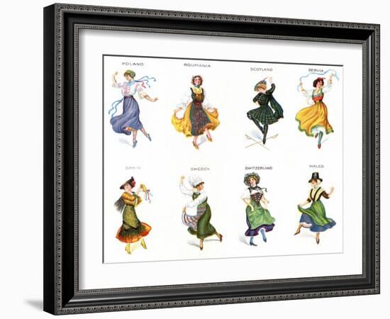 European Dancers, Cigarette Cards, 1915-English School-Framed Giclee Print