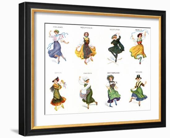 European Dancers, Cigarette Cards, 1915-English School-Framed Giclee Print