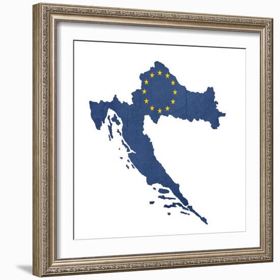 European Flag Map Of Croatia Isolated On White Background-Speedfighter-Framed Art Print