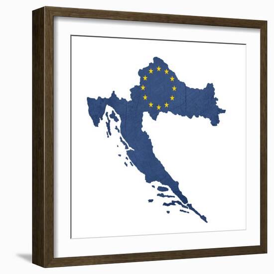 European Flag Map Of Croatia Isolated On White Background-Speedfighter-Framed Art Print