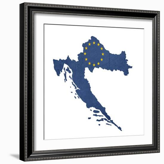 European Flag Map Of Croatia Isolated On White Background-Speedfighter-Framed Art Print