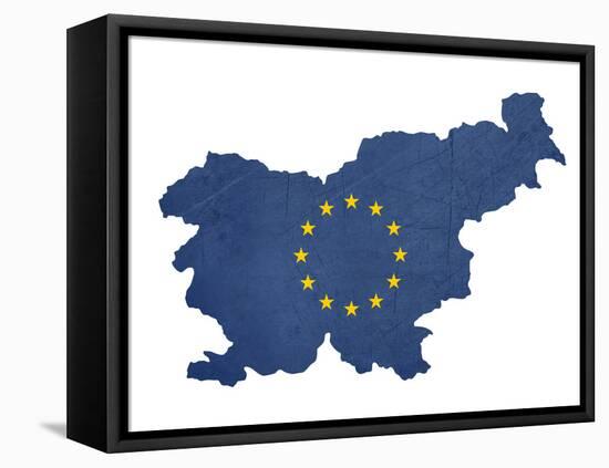 European Flag Map Of Slovenia Isolated On White Background-Speedfighter-Framed Stretched Canvas