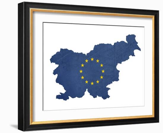 European Flag Map Of Slovenia Isolated On White Background-Speedfighter-Framed Art Print