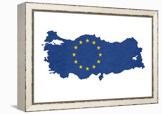 European Flag Map Of Turkey Isolated On White Background-Speedfighter-Framed Stretched Canvas