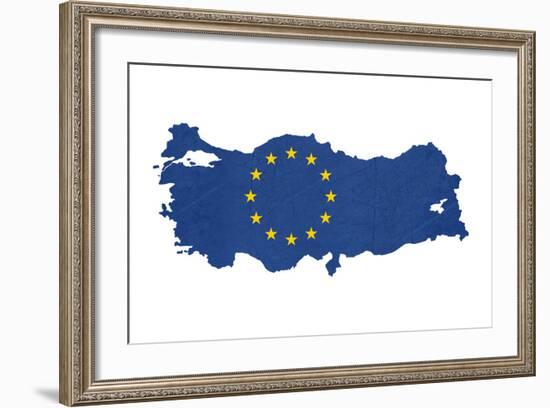 European Flag Map Of Turkey Isolated On White Background-Speedfighter-Framed Art Print