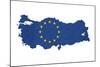 European Flag Map Of Turkey Isolated On White Background-Speedfighter-Mounted Art Print