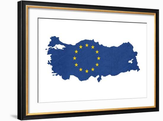 European Flag Map Of Turkey Isolated On White Background-Speedfighter-Framed Art Print