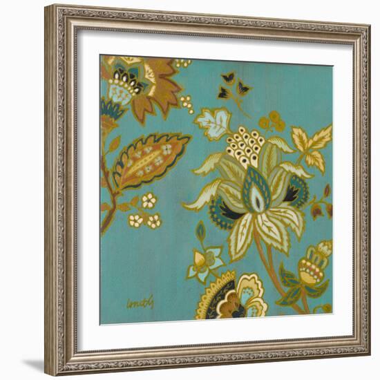 European Floral on Teal II-Lanie Loreth-Framed Art Print