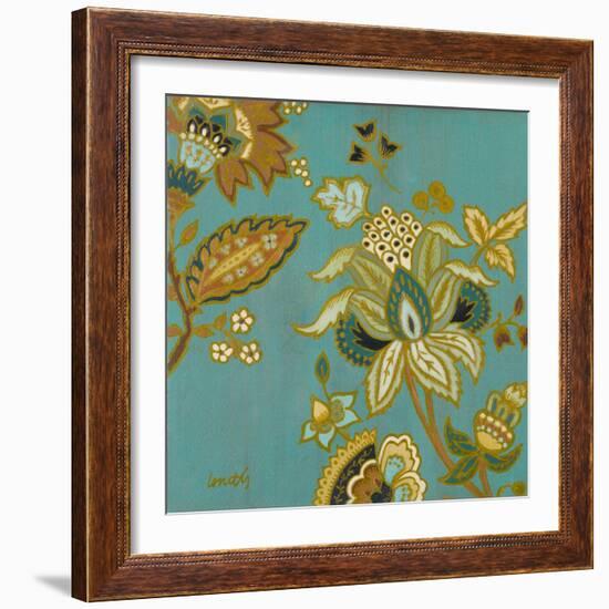 European Floral on Teal II-Lanie Loreth-Framed Art Print