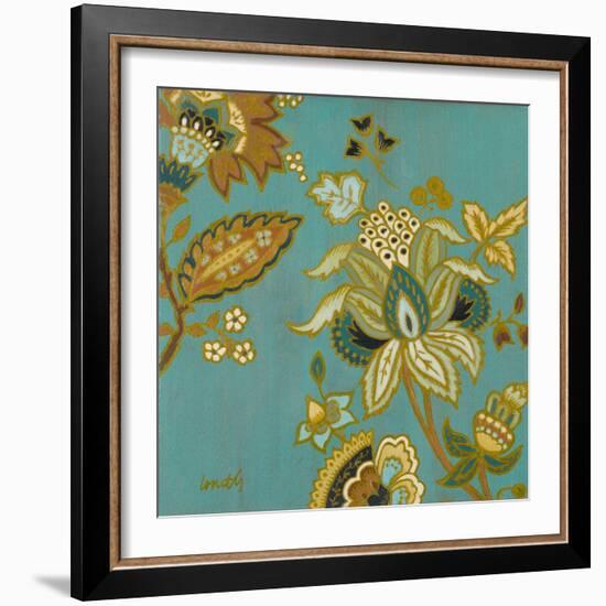 European Floral on Teal II-Lanie Loreth-Framed Art Print