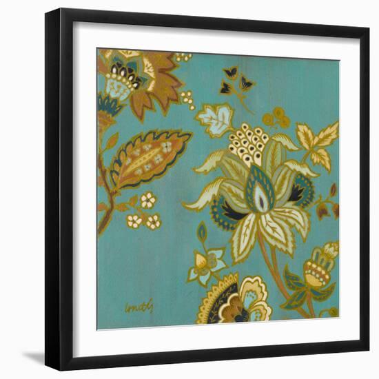 European Floral on Teal II-Lanie Loreth-Framed Art Print