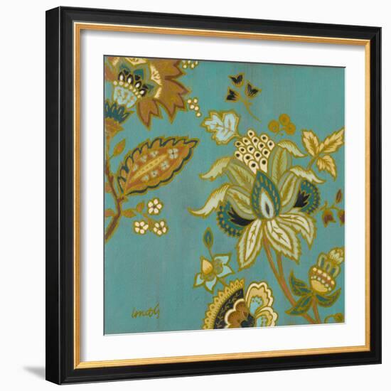 European Floral on Teal II-Lanie Loreth-Framed Art Print