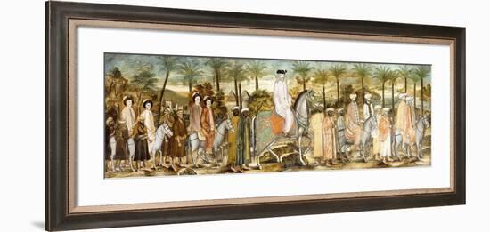 European Gentlemen in Procession of Orientals, C.1720 (Ink and W/C on Paper, Laid Down on Cotton)-null-Framed Giclee Print