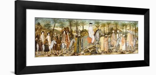 European Gentlemen in Procession of Orientals, C.1720 (Ink and W/C on Paper, Laid Down on Cotton)-null-Framed Giclee Print