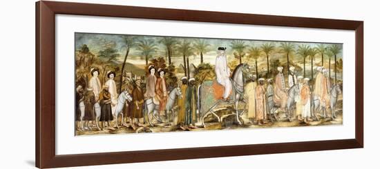 European Gentlemen in Procession of Orientals, C.1720 (Ink and W/C on Paper, Laid Down on Cotton)-null-Framed Giclee Print