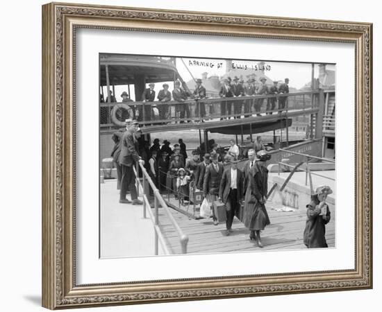 European Immigrants Disembarking at Ellis Island, 1907-null-Framed Art Print