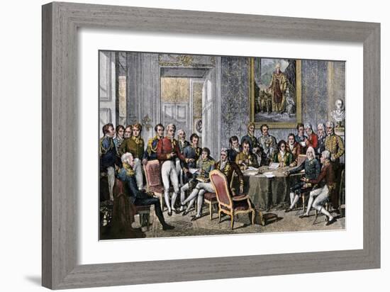 European Statesmen Meeting at the Congress of Vienna to Close the Napoleonic Wars, 1815-null-Framed Giclee Print