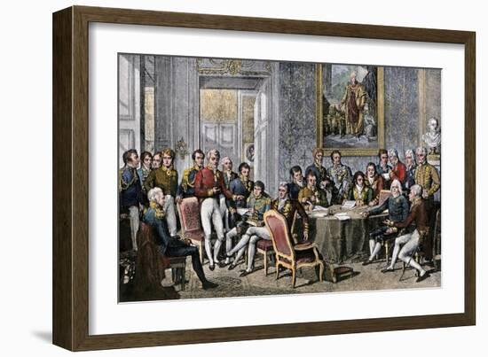 European Statesmen Meeting at the Congress of Vienna to Close the Napoleonic Wars, 1815-null-Framed Giclee Print