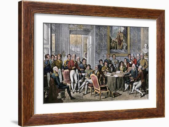 European Statesmen Meeting at the Congress of Vienna to Close the Napoleonic Wars, 1815-null-Framed Giclee Print