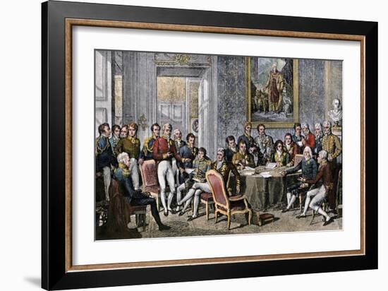 European Statesmen Meeting at the Congress of Vienna to Close the Napoleonic Wars, 1815-null-Framed Giclee Print