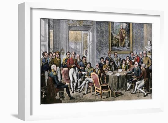 European Statesmen Meeting at the Congress of Vienna to Close the Napoleonic Wars, 1815-null-Framed Giclee Print