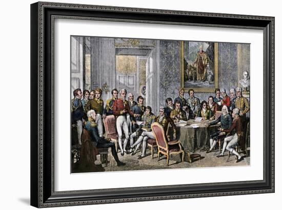 European Statesmen Meeting at the Congress of Vienna to Close the Napoleonic Wars, 1815-null-Framed Giclee Print