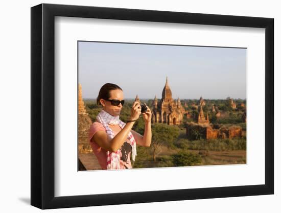 European Tourist Taking Pictures of Sunset at Temples of Bagan, Myanmar-Harry Marx-Framed Photographic Print